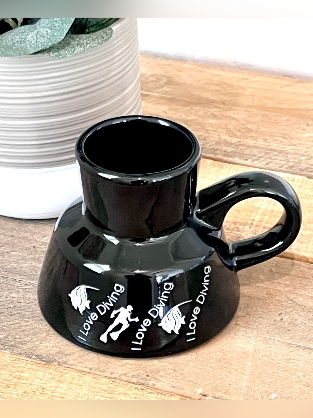 Vintage Scuba Diver I Love Diving Wide Bottom Non Slip Desk Travel Mug